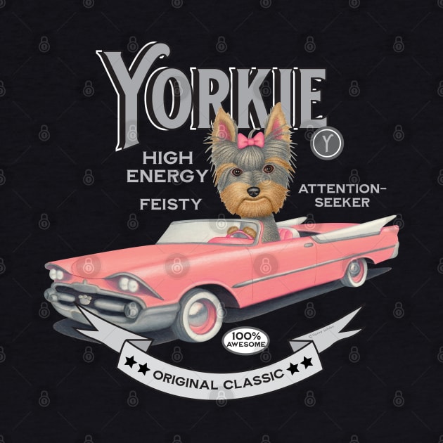 Yorkshire Terrier in Pink Car by Danny Gordon Art